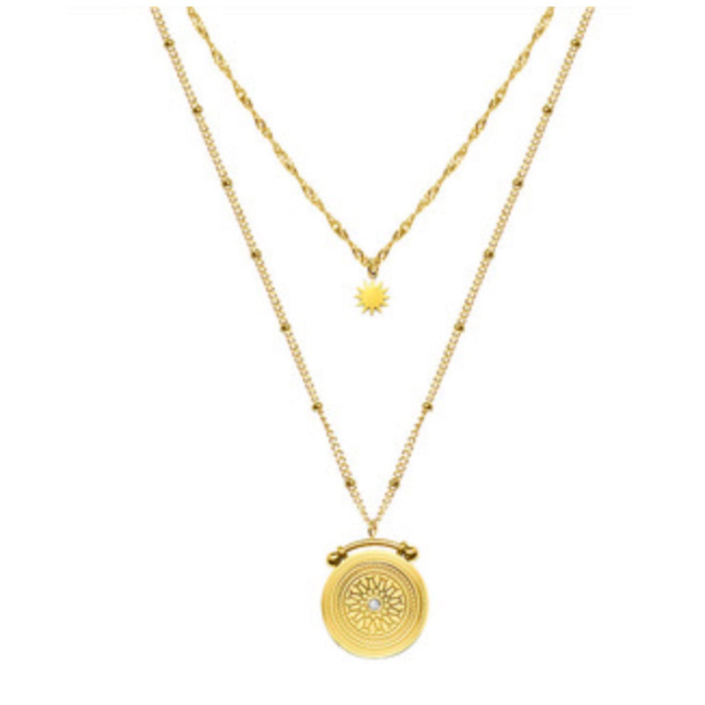 Layered Anchor Coin Neckace