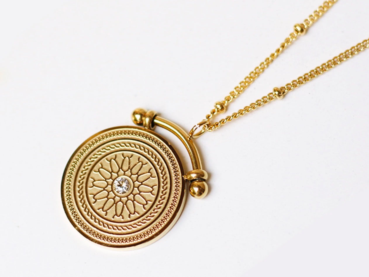 Layered Anchor Coin Neckace
