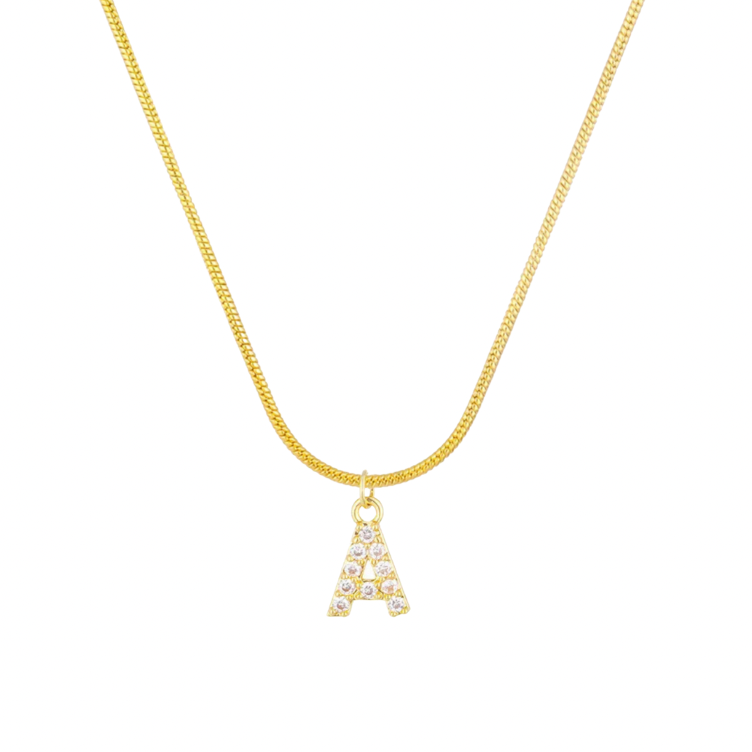 Dainty Stone Initial Necklace