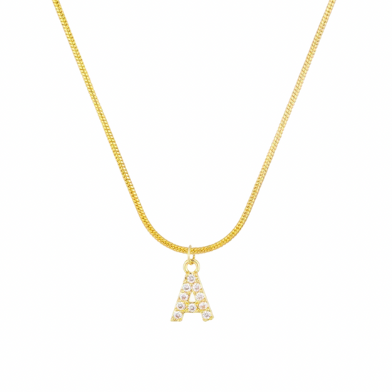 Dainty Stone Initial Necklace