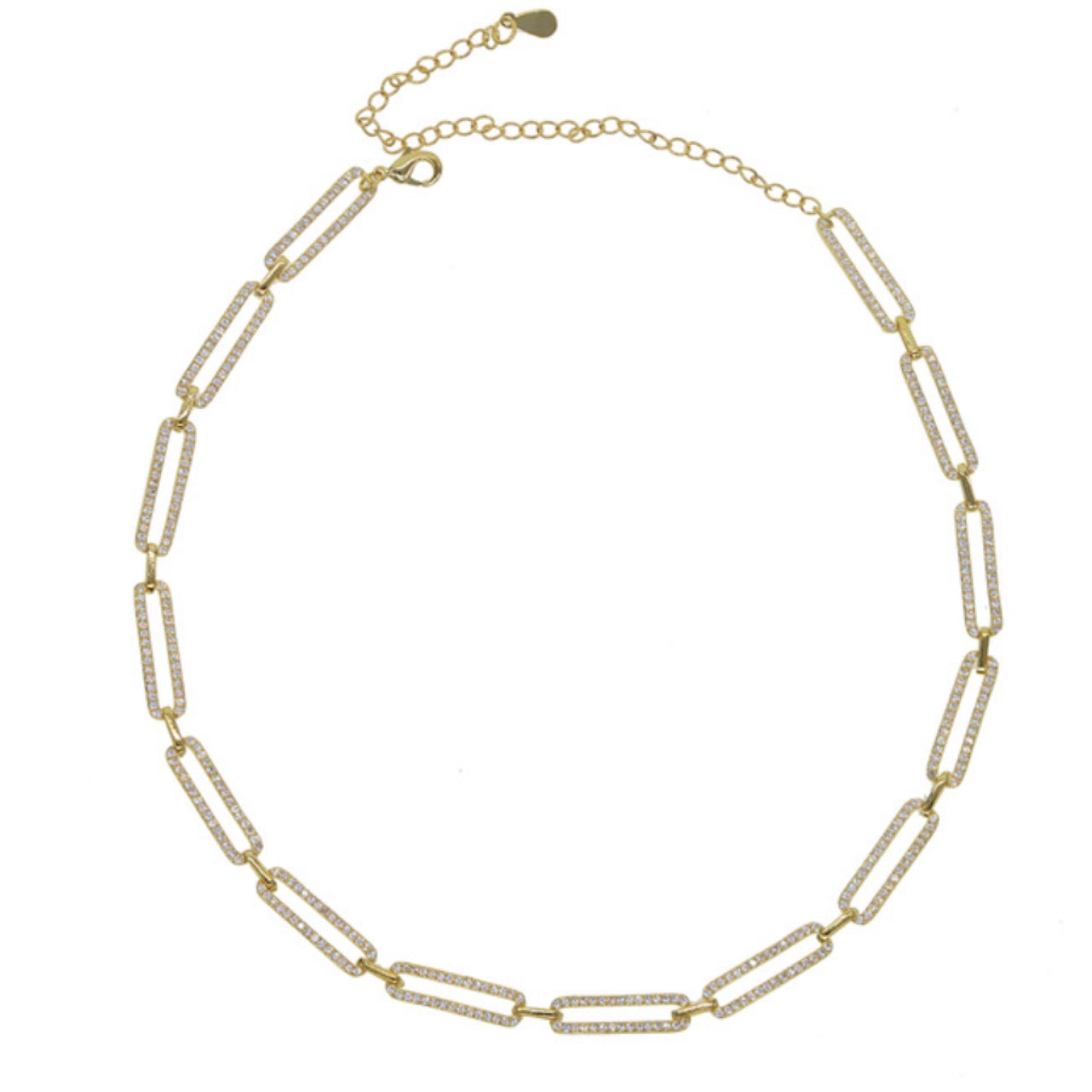 Oval Link Necklace with Stones