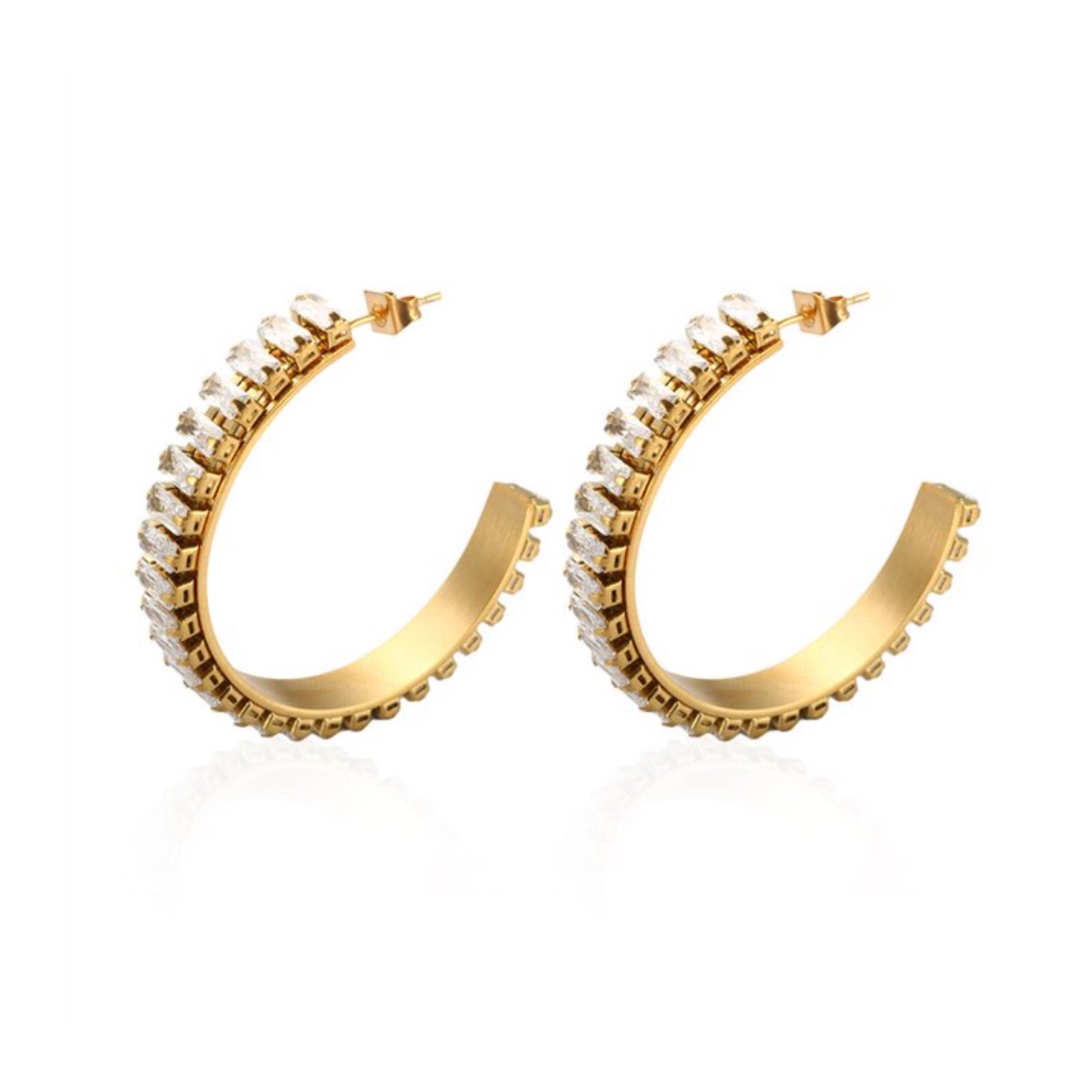 Baguette Stone Hoops