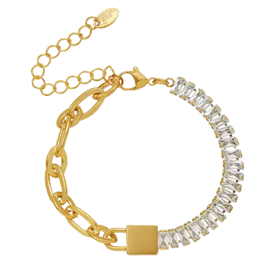 Stone and Link Lock Bracelet