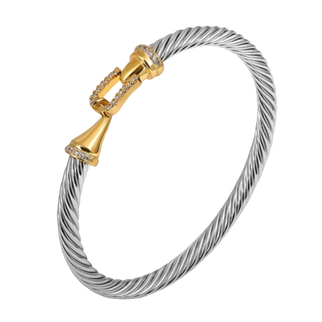 Two-Tone Stone Cable Bracelets