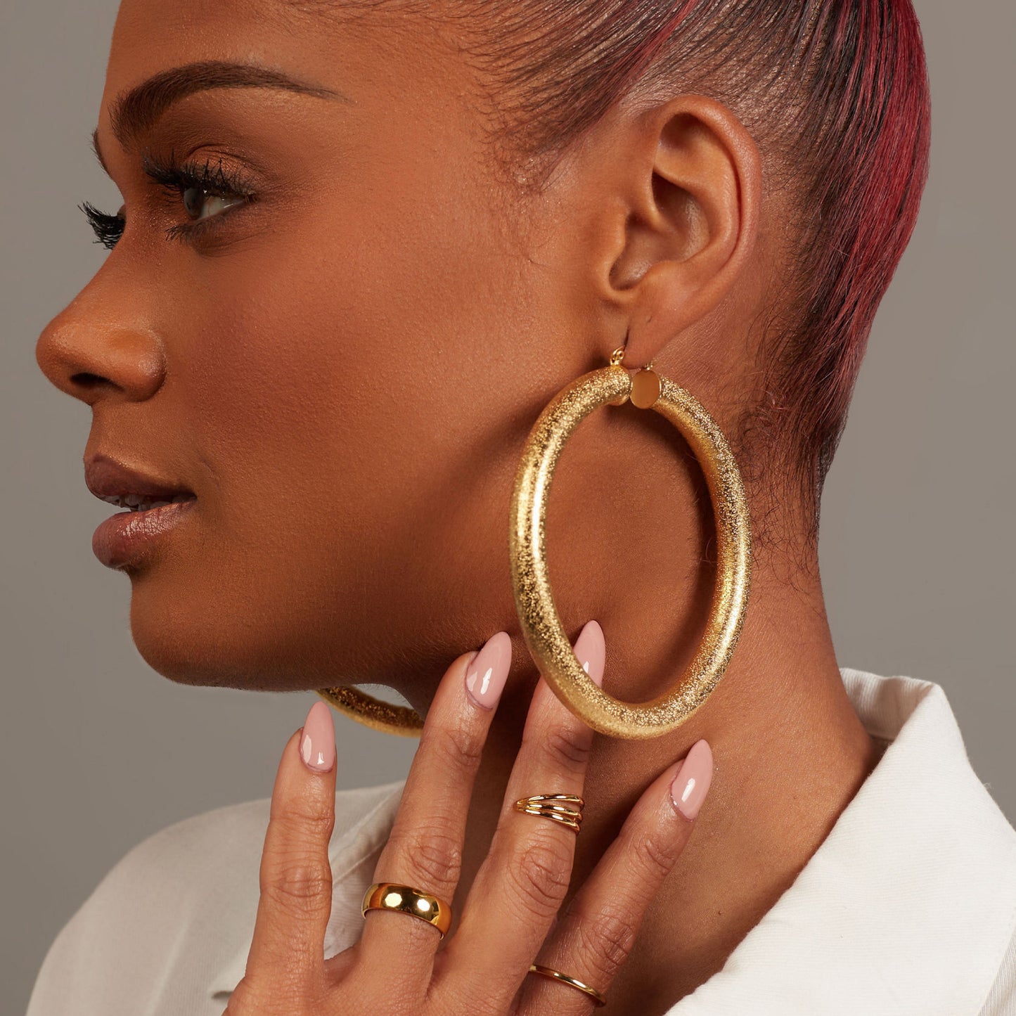 Thick Gold Leaf Hoops