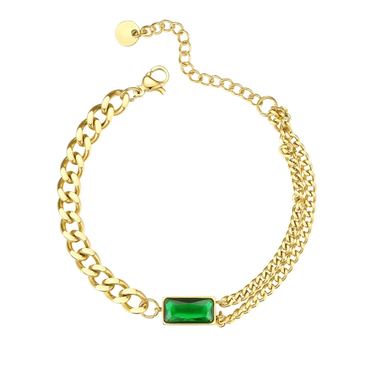Emerald Stone Link Bracelet