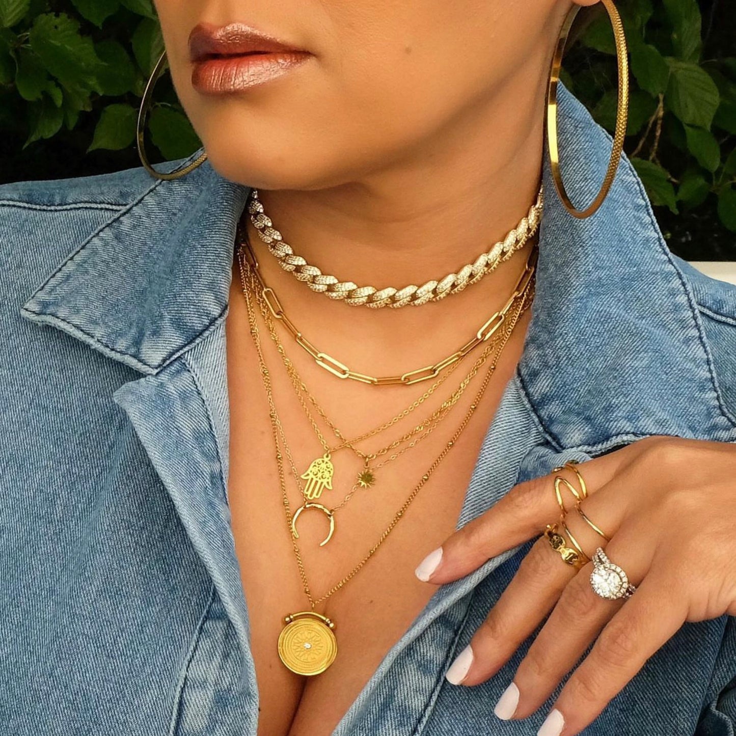 Layered Anchor Coin Neckace
