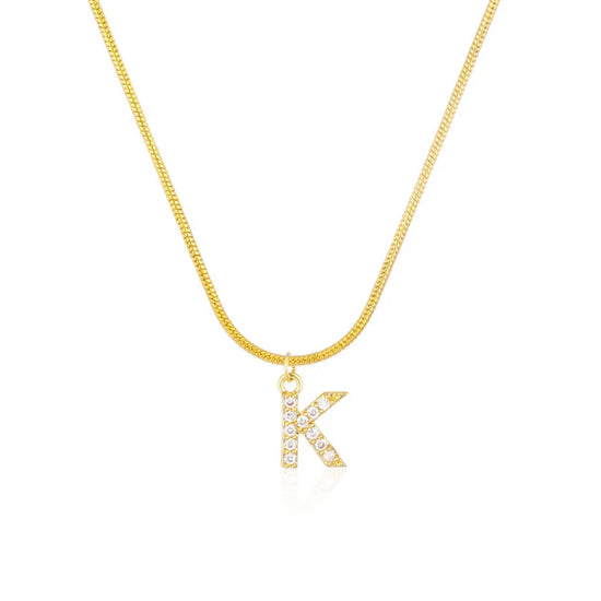Dainty Stone Initial Necklace