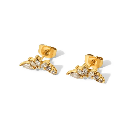 Load image into Gallery viewer, Curved Stone Stud Earrings
