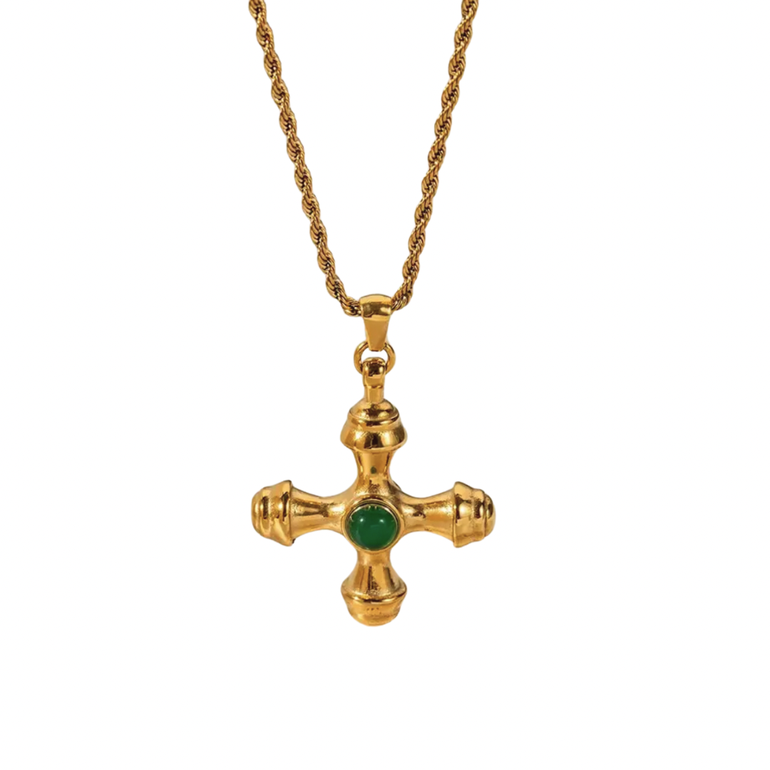 Cross Pattern Stone Necklace