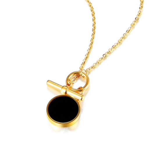 Load image into Gallery viewer, Black Dot Toggle Necklace
