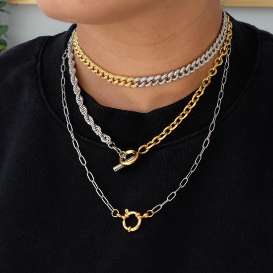 Two Tone Link Choker Necklace
