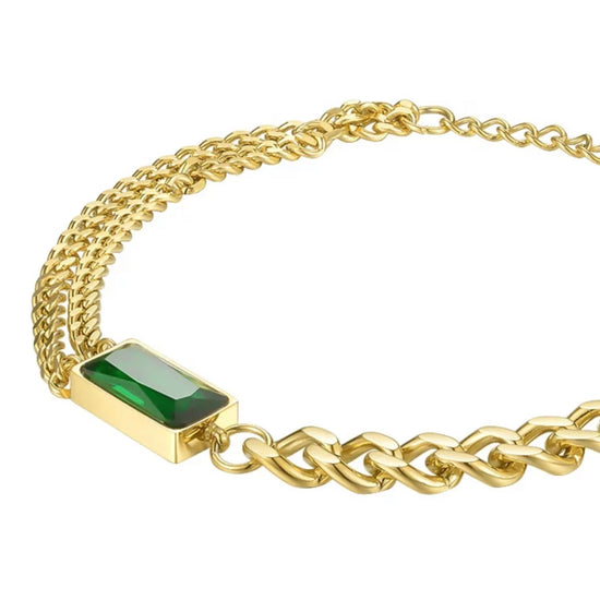 Load image into Gallery viewer, Emerald Stone Link Bracelet

