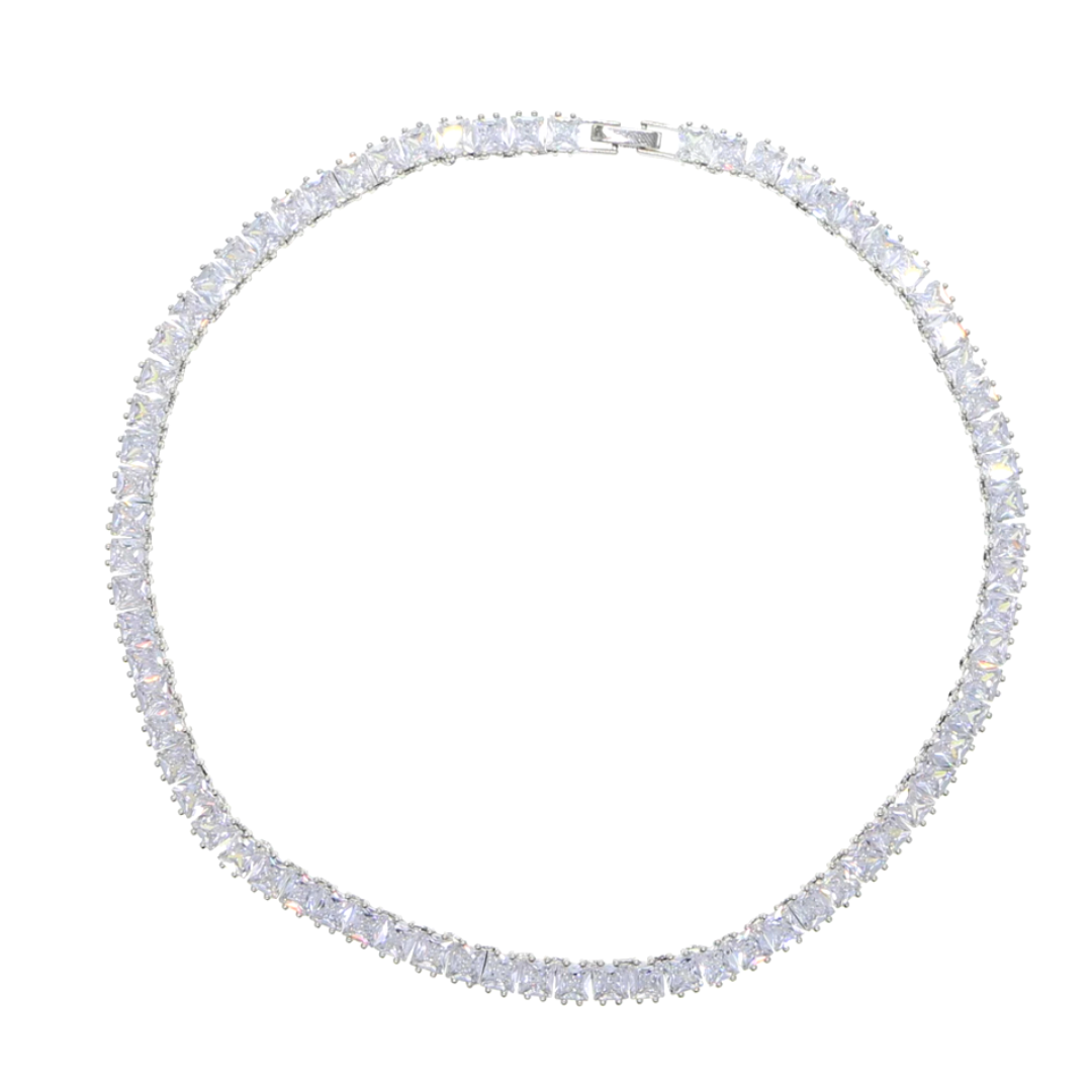 Load image into Gallery viewer, Princess Cut Tennis Necklace
