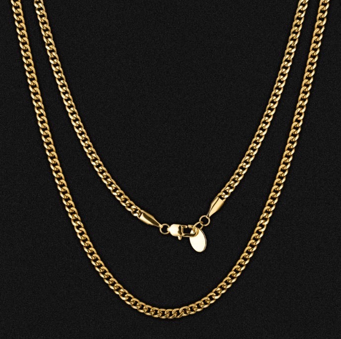 Thin gold cuban link on sale chain